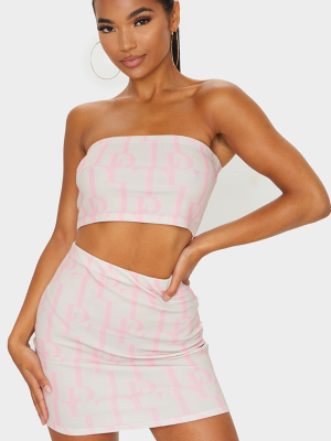 Prettylittlething Light Pink Printed Bandeau