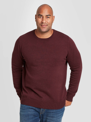 Men's Big & Tall Regular Fit Crewneck Sweater - Goodfellow & Co™ Burgundy