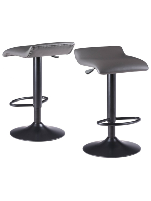 2pc Tarah Set Air Lift Adjustable Stool Black/gray - Winsome