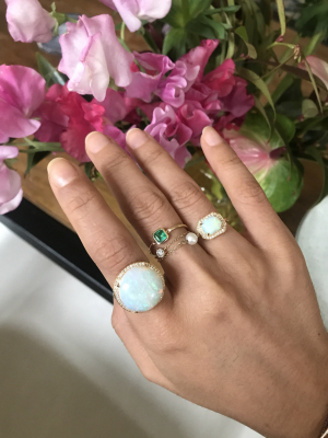 Emerald Petite Button Ring