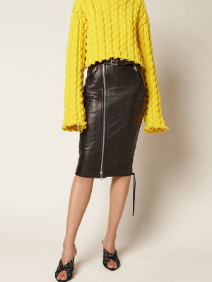 Zip-detailed Leather Skirt