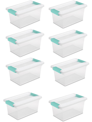 New Sterilite Medium Clip Box Clear Storage Tote Container With Lid (8 Pack)