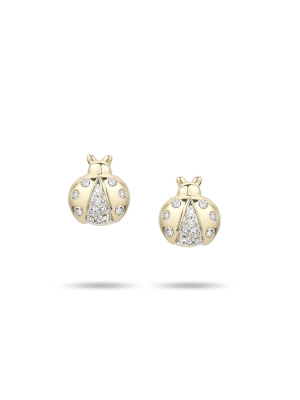 Garden Party Pave Ladybug Posts In Yellow Gold