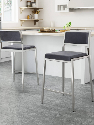 Set Of 2 26" Bridle Modern Microfiber Counter Height Barstools - Christopher Knight Home