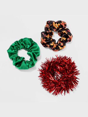 Satin Gingerbread And Tinsel Hair Twister Set 3pc