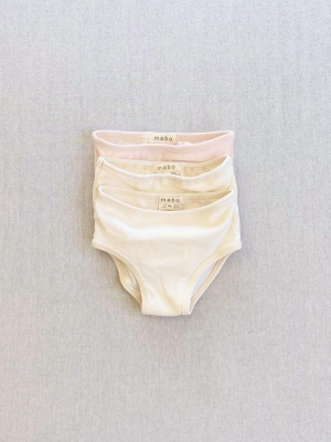Set Of 3 - Organic Cotton Basic Underwear Bundle In Natural Pointelle/natural/blush