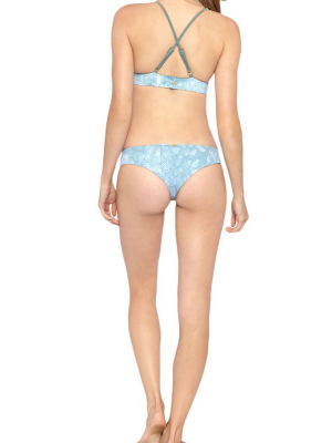 Milo Reversible Low Rise Hipster Bikini Bottom - Moonstone Blue Snakeskin Print/wave Gray