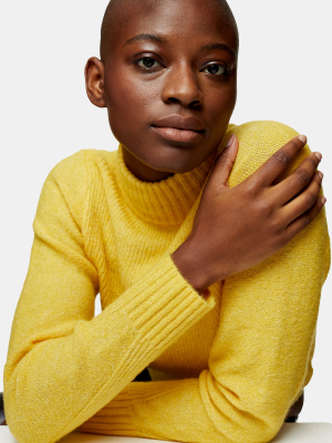 Yellow Boxy Cropped Knitted Sweater