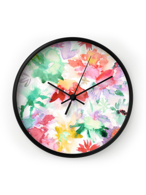 Ninola Design Spring Memories Floral Painting Wall Clock - Deny Designs