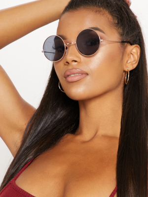 Gold Small Round Sunglasses