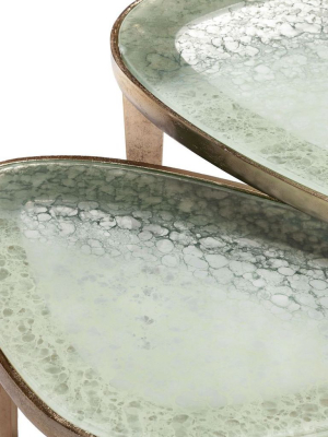 Interlude Home Jan Set Of 3 Bunching Cocktail Tables - Champagne Brass - Grey Sky
