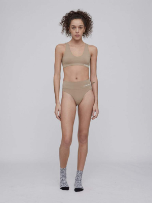 Semi Sheer Seamfree Thong Desert Khaki