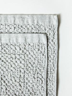 Lattice Linen Towel Ice Grey