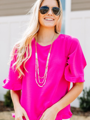 All You Have To Do Hot Pink Ruffle Blouse