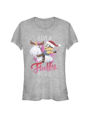 Junior's Despicable Me Christmas Minions Have A Fluffy Day Unicorn T-shirt