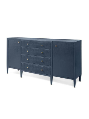 Jarin Deep Drawer Buffet True Navy Faux Belgian Linen