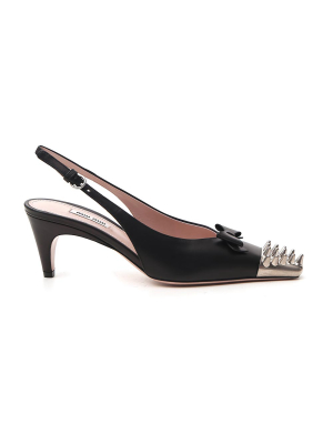 Miu Miu Spiked Toe-cap Slingback Pumps