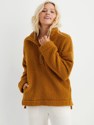 Aerie Cloud Sherpa Oversized Button Pullover