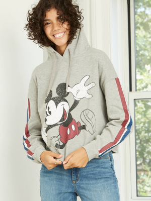 Women's Disney Jumping Mickey Hooded Graphic Sweatshirt - Heather Gray