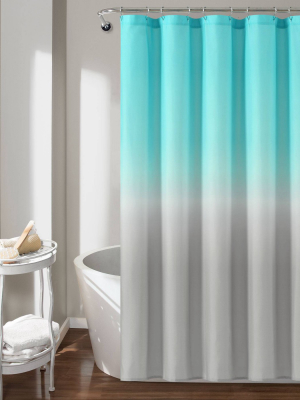 72"x72" Umbre Fiesta Shower Curtain Aqua/gray - Lush Décor