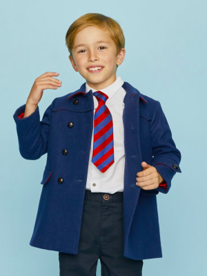 Cherwell Children's Silk Neck Tie - Blue & Red Varsity Stripes