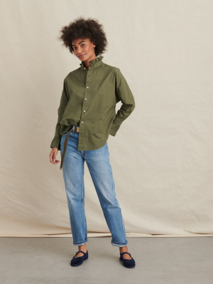 Easy Ruffle Shirt In Paper Poplin