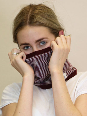 Merino Stripe Neck Warmer | Burgundy/ecru