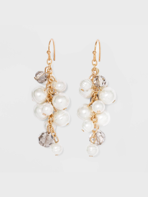 Pearl Crystal Cluster Dangle Earrings - A New Day™ Gold