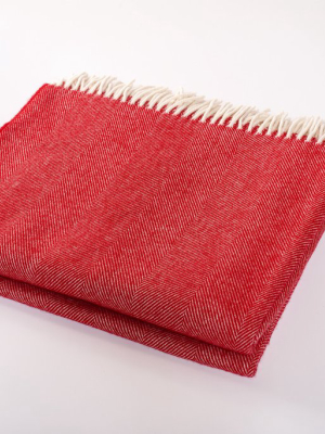 Merino Wool Collection Throw In Crimson