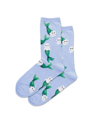 Women's Mermaid Cat Crew Socks