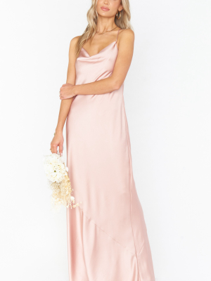 Tuscany Maxi Slip Dress ~ Rose Gold Luxe Satin