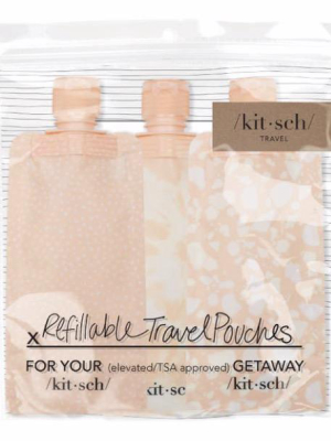 Kitsch - Refillable Travel Pouches 3pc Set - Blush