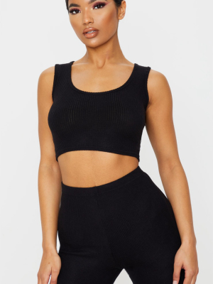 Black Brushed Rib Crop Top