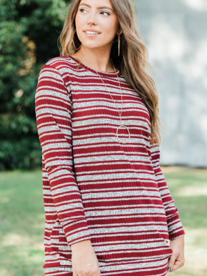 Reason For Happiness Wine Red Striped Tunic