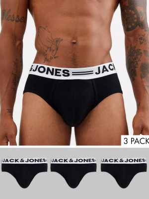 Jack & Jones 3 Pack Briefs In Black