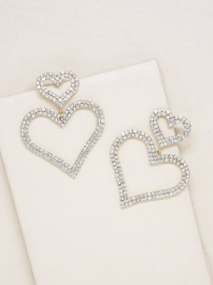 Double Trouble Heart Crystal 18k Gold Plated Earrings