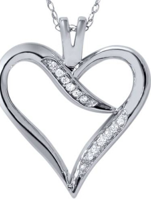 Pompeii3 Diamond Heart Shape Pendant 10k White Gold