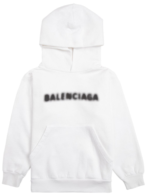 Balenciaga Kids Blurred Logo Printed Hoodie