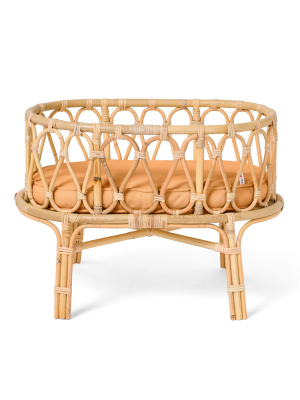 Poppie Toys Rattan Doll Crib With Clay Mattress