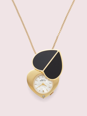 Nicola Heart Twistlock Gold-tone Stainless Steel Watch Pendant Necklace
