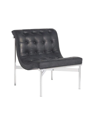 Alchemy Living Shelby Leather Accent Chair - Gray And Silver