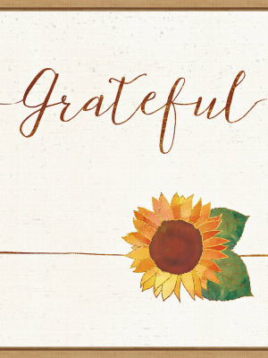 16" X 16" Grateful Fall Sunflower By Veronique Charron Framed Canvas Wall Art - Amanti Art