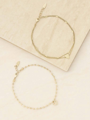 Hearts On Fire 18k Gold Plated Anklet Set