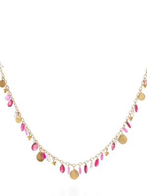 Multi-color Sapphires & Spinel Hydrangea Petal Necklace