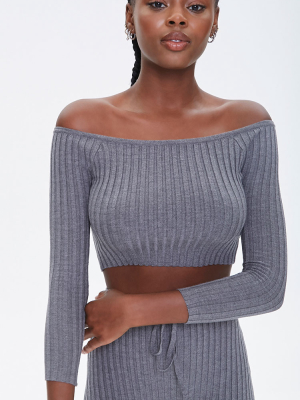 Ribbed Off-the-shoulder Crop Top