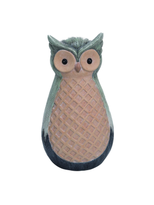 Transpac Terracotta 9 In. Green Spring Sweet Owl Decor Cross-stitch