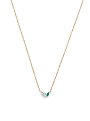 Defne Necklace | White Diamond & Emerald