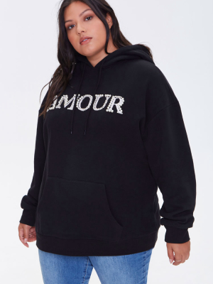 Plus Size Amour Graphic Hoodie