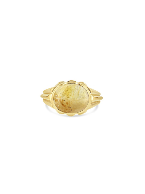 Yellow Sapphire Column Ring Horizontal