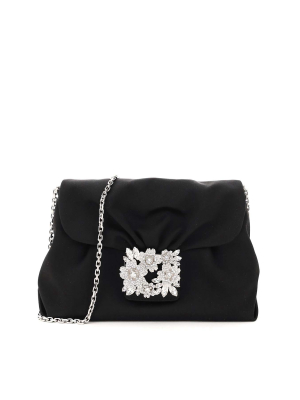 Roger Vivier Rv Bouquet Strass Buckle Drape Clutch Bag